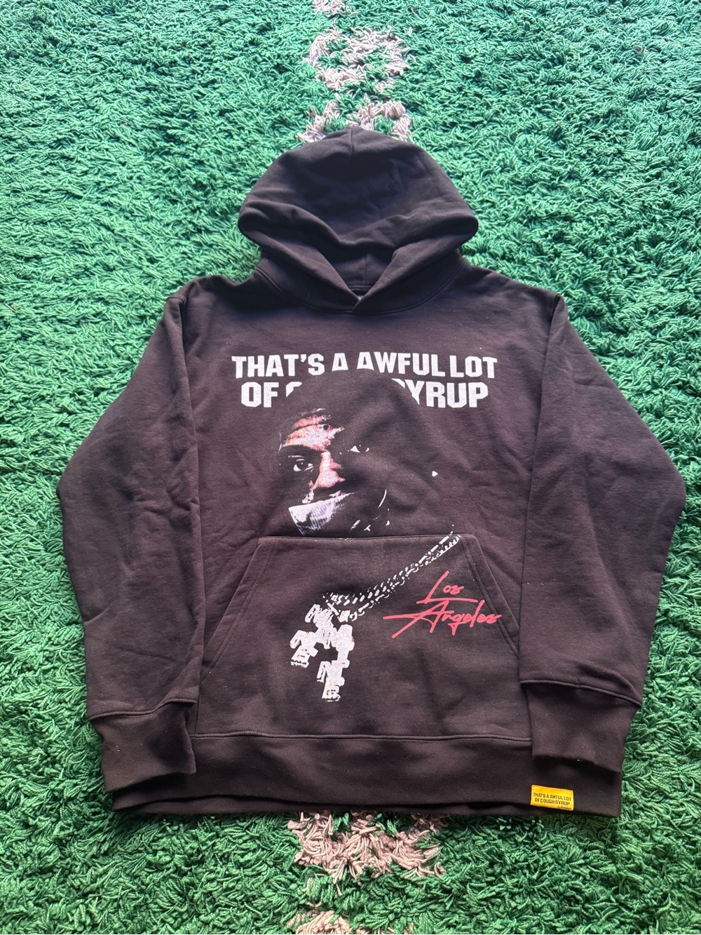 Black Graphic Pullover Hoodie with Los Angeles Script